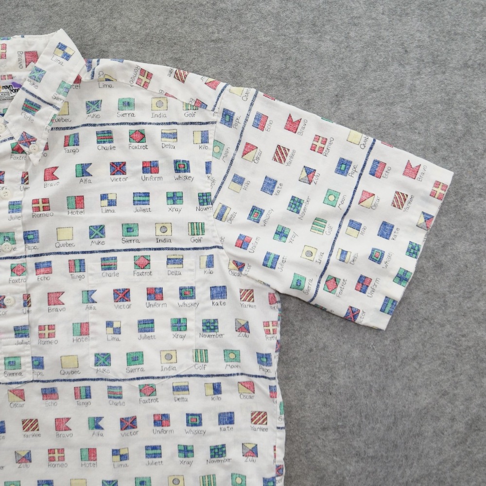Reyn Spooner Shirt Mens Extra Large White Nautical Flag Pullover Vintage 80s - Picture 3 of 11